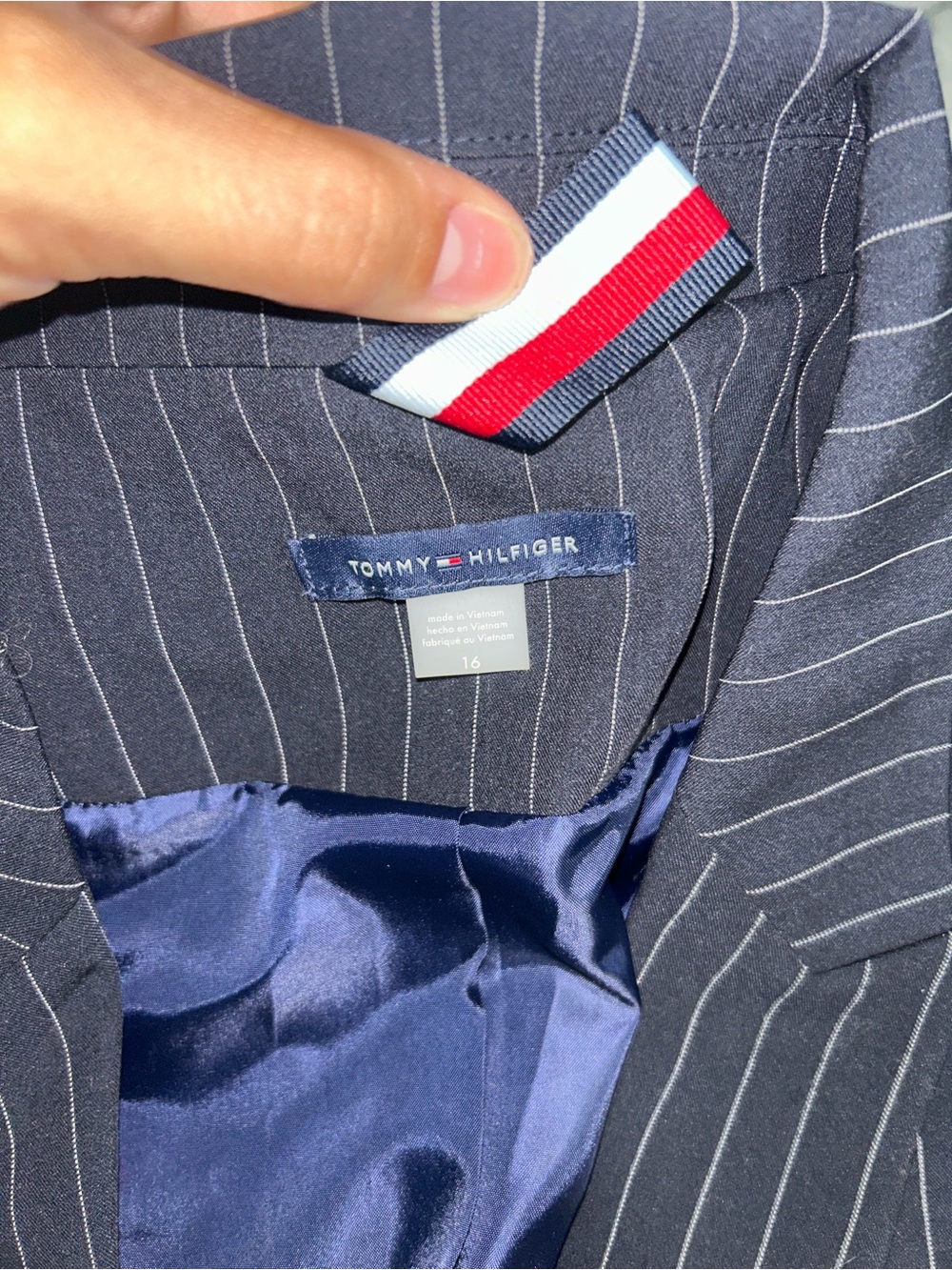 Tommy Hilfiger Navy Pinstripe Women's Blazer - Picture 2 of 3